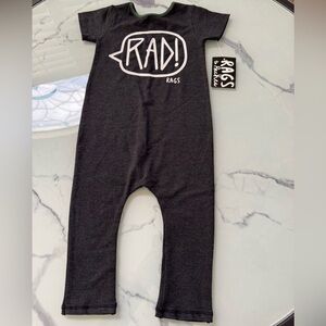 NWT Rags to Raches Black 'RAD!' Bodysuit